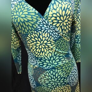 PattyBoutik Teal and Lime Floral Dress